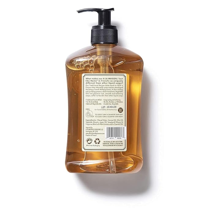 A LA MAISON French Liquid Hand Soap, Honeysuckle - Natural Hand Wash Made with Essential Oils - Biodegradable, Plant-Based, Vegan, Cruelty-Free, Alcohol & Paraben Free (16.9 oz, 6 Pack)