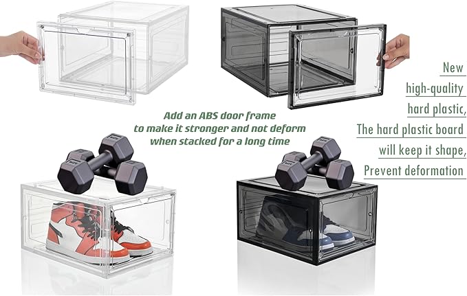 9 Pack X-Large Shoe Storage Box, Thicken&Sturdy with Clear Magnetic Door, Stackable Shoe Organizer with Solid Plastic, Drop Front Shoe Box for Sneaker Display Fit up to US Size 12