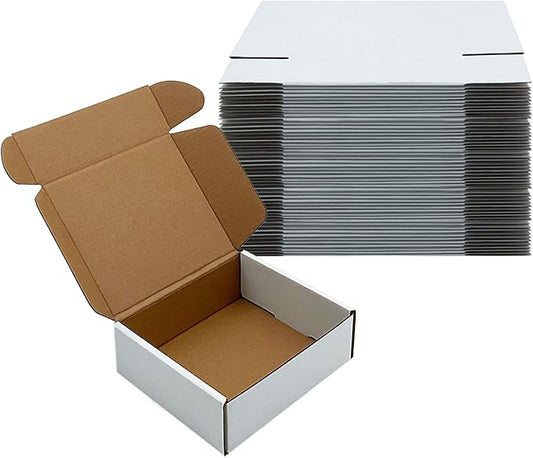White Shipping Boxes 6x5x2 inch 50 Pack,Corrugated Boxes Mailer Packaging for Mailing Small Business，E-Commerce Gift Boxes for Wrapping Present Moving Storage Heavy Duty Recycled Cardboard Boxes