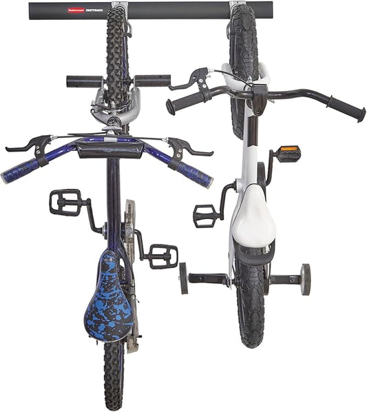 Rubbermaid FastTrack Garage Storage Bike Storage Kit, 3 Piece, All in One Rail Hook Kit Organizer, Heavy Duty Organization for Home/Garage/Wall/Shed