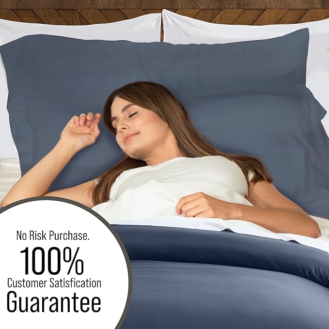 Bella Coterie Luxury Bamboo Viscose California King Size Duvet Cover Set | 100% Organically Grown | Corner Ties | Ultra Soft | Cooling | Two Pillow Shams | 106 x 94 | No Insert [Slate Blue]