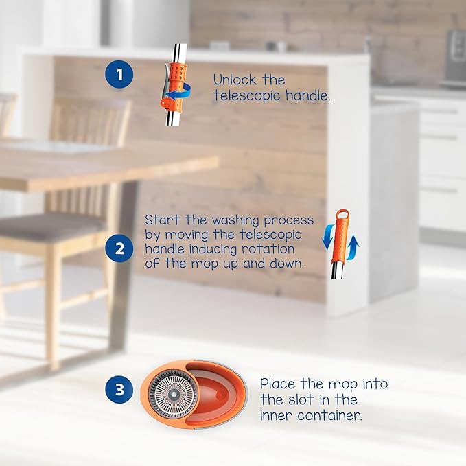 Macromax Faster Spin Mop and Bucket Set with – 360° Rotating Microfiber Mop with Smart Drying System – Adjustable Dampness – Ergonomic Handle – Multi-Surface Floor Cleaning Tool