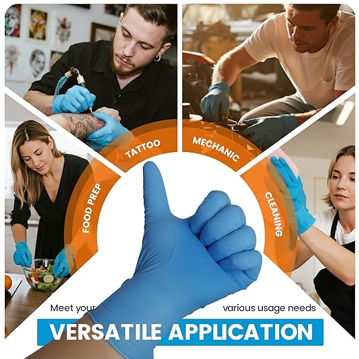 6 mil Disposable Nitrile Gloves, Heavy Duty Disposable Glove, Cooking Gloves, Latex Free, Powder Free (Blue of 100, Small)