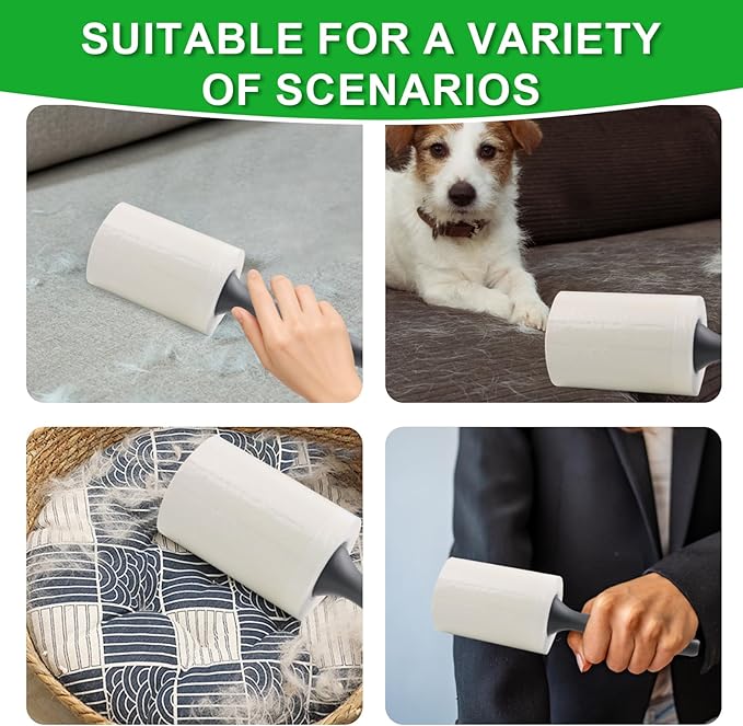 Lint Roller for Pet Hair 500 Sheets Extra Sticky Pet Hair Remover for Clothes Furniture Carpet Cleaner Cars Dogs Travel-Friendly Grip Handle White