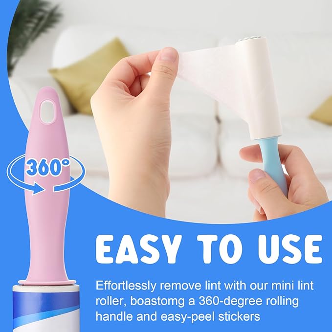 Hushee 24 Pack Bulk Mini Lint Roller for Travel 720 Sheets 6'' Small Lint Removers Portable Lint Roller Travel Size Removers Sticky Removing Tool for Pet Hair Clothes Furniture Car Seat