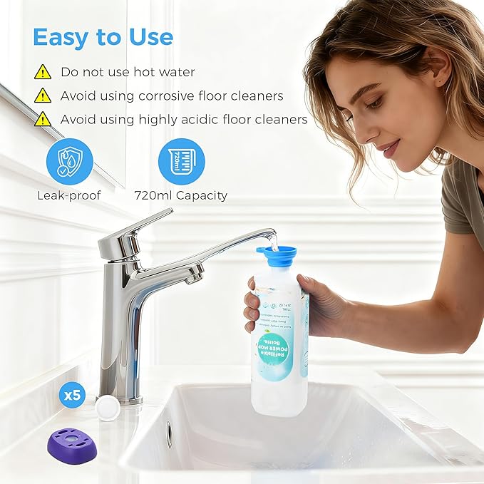 Power Mop Refillable Bottle for Swiffer PowerMop Multi-Surface Mop, 775ML Leak-Proof HDPE Refillable Bottle Solution Powermop 26 FL OZ Reusable Solution Container Replacement