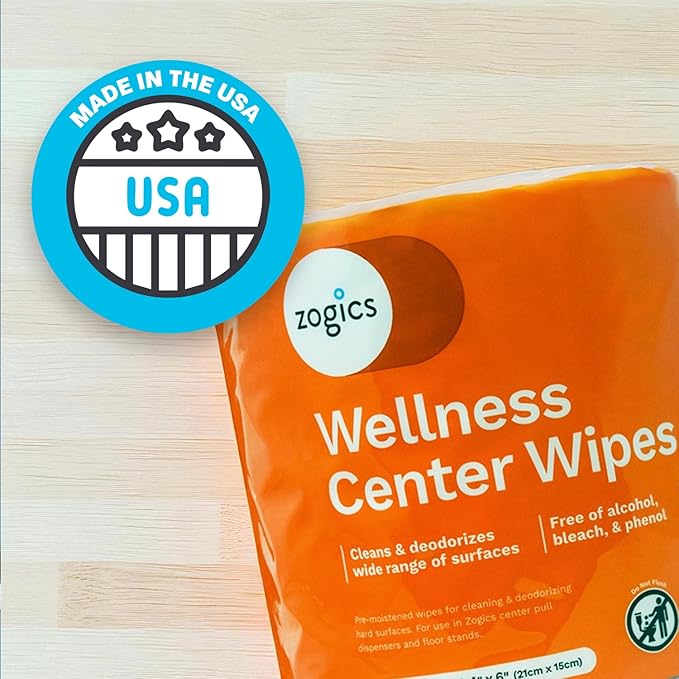 Zogics Wellness Center Cleaning Wipes – Gym Equipment Wipes for Cleaning Surfaces and Fitness Equipment, Durable and Safe Pre-Saturated Wet Wipes (2,300 Count, 2 Rolls of 1,150 Wipes)