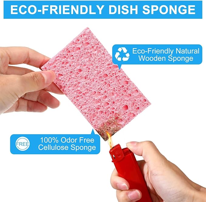 Zhengmy 200 Pieces Kitchen Sponge Bulk Natural Sponges for Dishes Compressed Wood Pulp Sponges Cleaning Sponge Without Scratching for Kitchen Bathroom, 3.9 x 2.4 x 0.12 Inch (Multicolor)