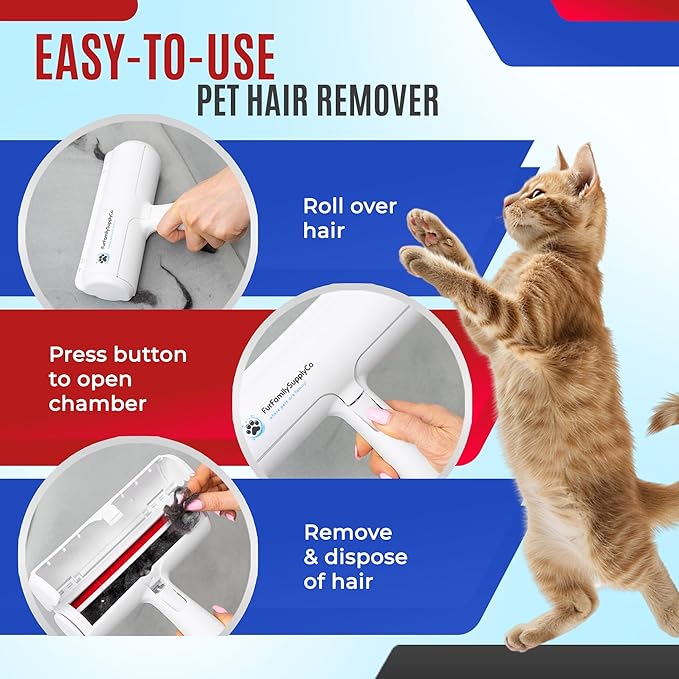 Pet Hair Remover Roller – Reusable Lint Remover for Dogs & Cats – Portable Fur Remover for Furniture, Couch, Carpet & Bedding