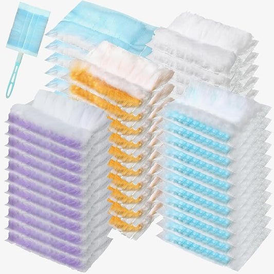 Mimorou 100 Pcs Disposable Dusters Refills Bulk Heavy Duty 180° Multi Surface Replacement Dusters for Cleaning Ceiling Fan with Microfibers Unscented (Fresh Colors)