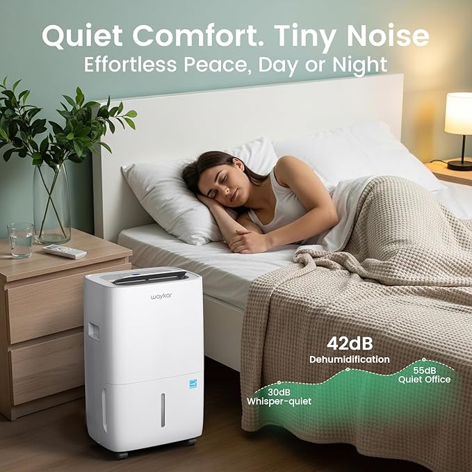 Waykar 80 Pints 2025 Energy Star Dehumidifier for Spaces up to 5,000 Sq. Ft for Basement and Home, Large Room with Drain Hose and 1.14 Gallons Water Tank
