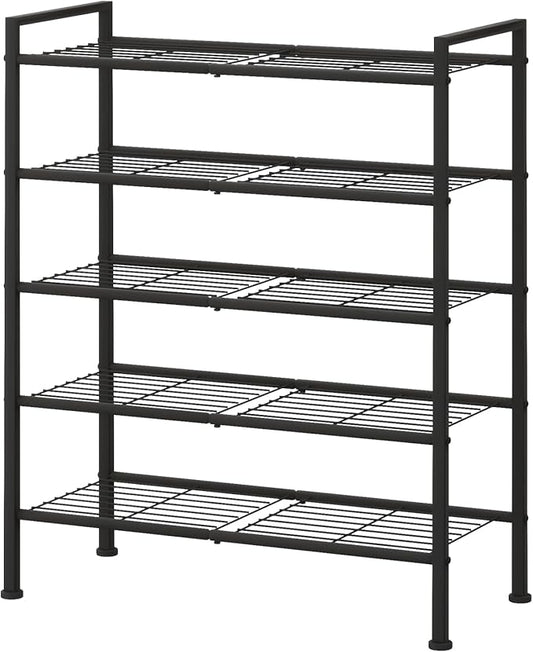 5-Tier Shoe Rack,Metal Simple Shoe Storage Organizer Utility Shelf for Closet,Entryway, Bedroom,Small Spaces (Black, 5 Tier)