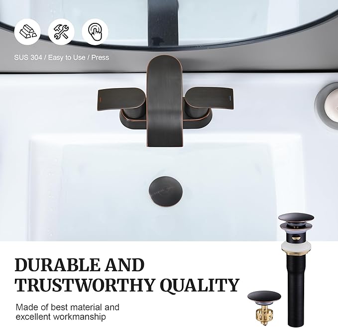 Pop up Sink Drain Stopper with Overflow Oil Rubbed Bronze for Bathroom Vessel Vanity Sink Art Basin，Big Cap Sink Drain with Overflow, Metal Pop-up Drain Strainer with Detachable Basket Stopper