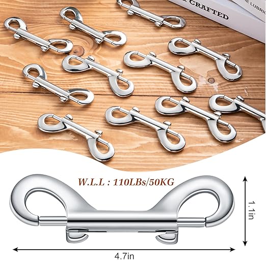 Hotop 20 Pcs 4.7 Inch Double Ended Bolt Snaps Hooks Zinc Alloy Trigger Chain Metal Clips Key Holder for Linking Key Chain Dog Leash Collar Pet Sling Feed Buckets(Silver)