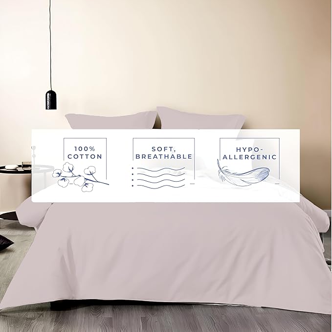 Kotton Culture 120"x120" 3 Pc Super King Plus/Super Oversize King Duvet Cover Set 100% Egyptian Cotton - 1000 TC, Zipper Closure & Corner Ties - Fits Only Extra Large Inserts - Light Grey