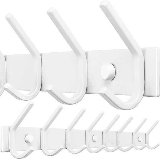 WEBI Coat Rack Wall Mounted,8 Hooks,24" Long,Coat Hooks Wall Mount,Wall Coat Hanger,Hook Rack,Jacket Hooks for Hanging Coats,Hats,Clothes,White