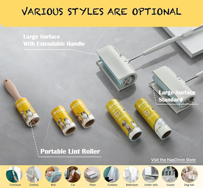 Extra Sticky Lint Roller Refills Only, Total 400 Easy Tear Sheets, Insert Tube Measures 1.5" and Fits Most 3.9"-4" Standard Size Lint Roller Handle, Works Great On Pet Hair(Pack of 4)