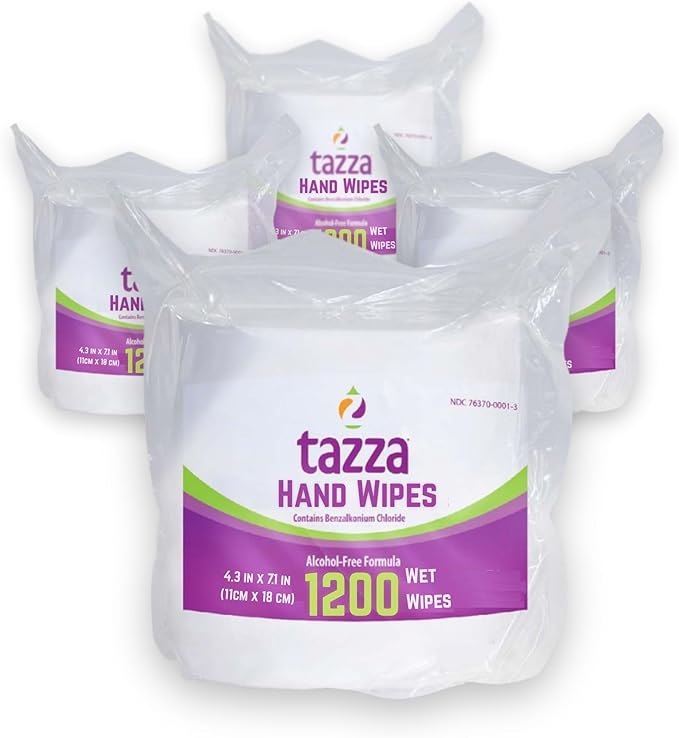 Tazza TAZZAWP1200 Wet Wipes - Bulk 4 x 1200 Ct, Durable Pre-Saturated Cleaning Gym Wipes. 1 penny a wipe!
