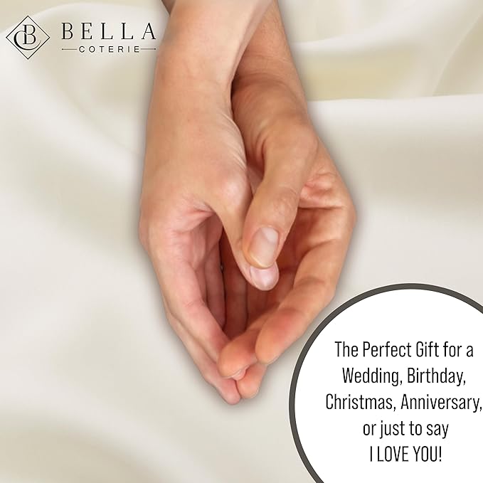 Bella Coterie Luxury Bamboo Viscose Queen Size Duvet Cover Set | 100% Organically Grown | Corner Ties | Ultra Soft | Cooling | Two Pillow Shams | 90 x 94 | No Insert [Ivory]