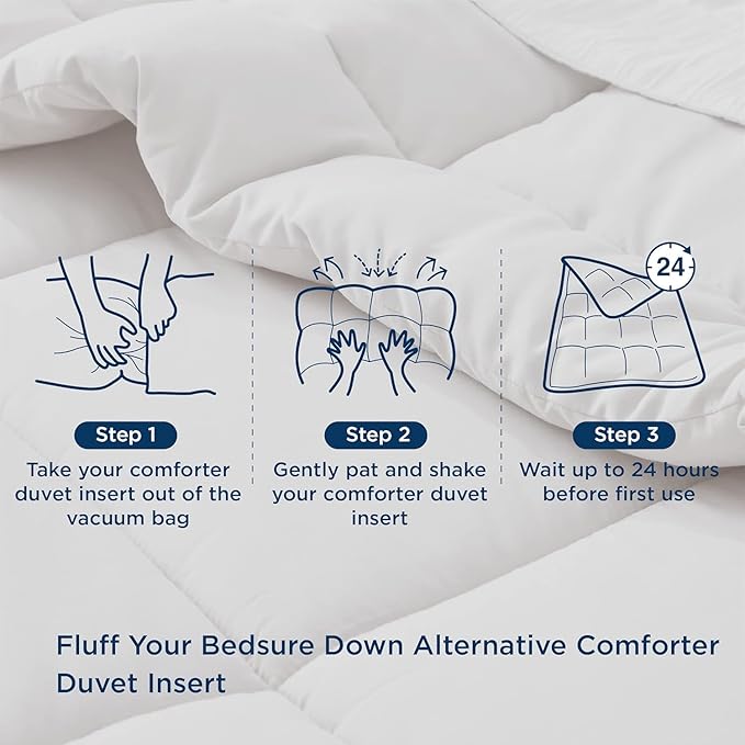 Bedsure Comforter Duvet Insert - Quilted Comforters Queen Size, All Season Duvet, GentleSoft Down Alternative Bedding, with 8 Tabs, Gifts for Women/Men, Light Grey, Queen 88 x 88 Inches