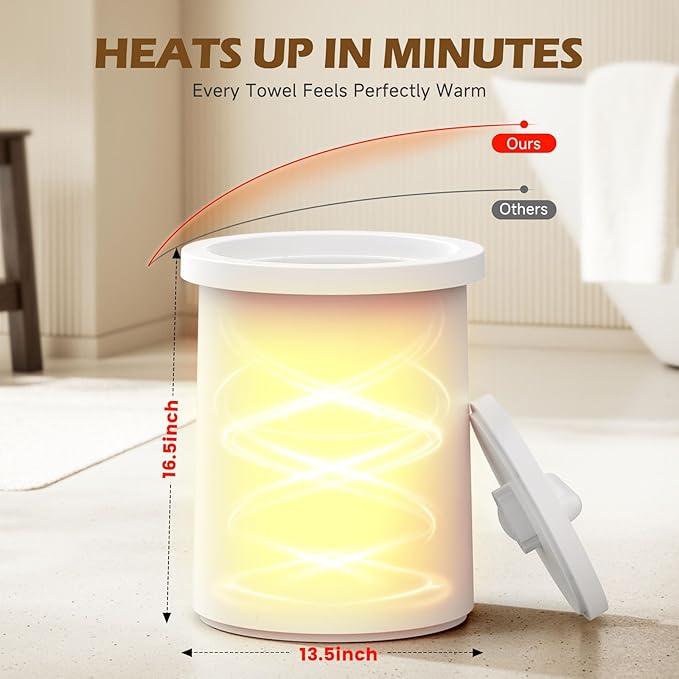 Large Towel Warmers for Bathroom - Fast Heated Blanket Warmer,Fits Up to Two 40"X70" Oversized Towels,Blankets,Bathrobes,Auto Shut-Off Timer,Hot Towel Warmer Bucket for Home SPA