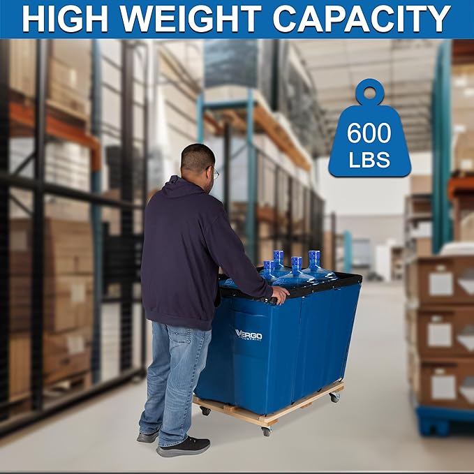 Vergo Industrial Basket Trucks (16 Bushels) 600 lbs Capacity - Heavy Duty Rip-Stop Vinyl Commercial Laundry Cart with Wheels - 20 Cubic Feet - Service Cart for Laundry, Trash and Heavy Materials
