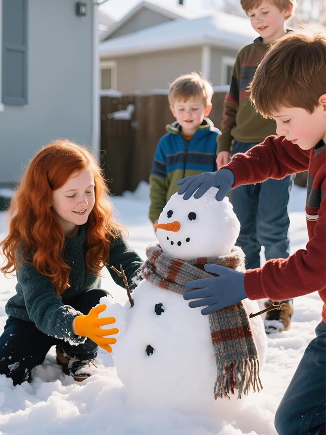 Cooraby 24 Pairs Kids Gloves Winter Magic Gloves Warm Knitted Stretchy Full Fingers Glove for 6-11 Years