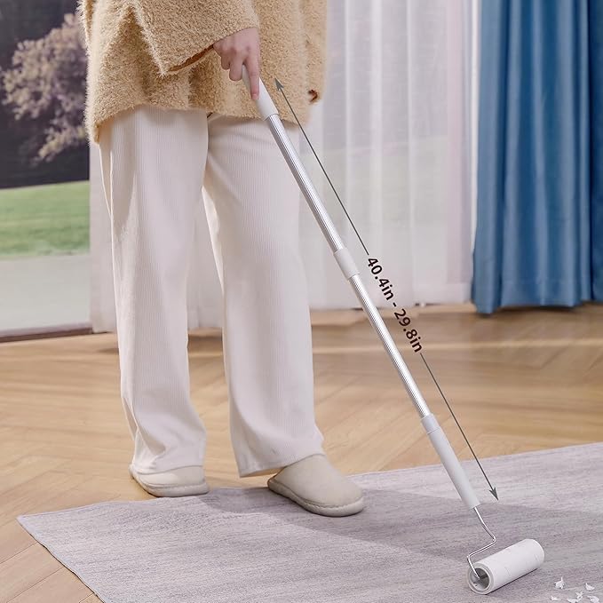 Large Lint Rollers for Pet Hair Extra Sticky,Cat Dog Hair Remover Laundry Clothes Carpet Furniture,6.3 inches Wider with 450 Sheets Giant Lint Remover Brush for Couch with Long Handle