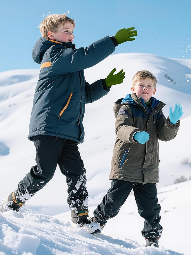 Cooraby 24 Pairs Kids Gloves Winter Magic Gloves Warm Knitted Stretchy Full Fingers Glove for 6-11 Years