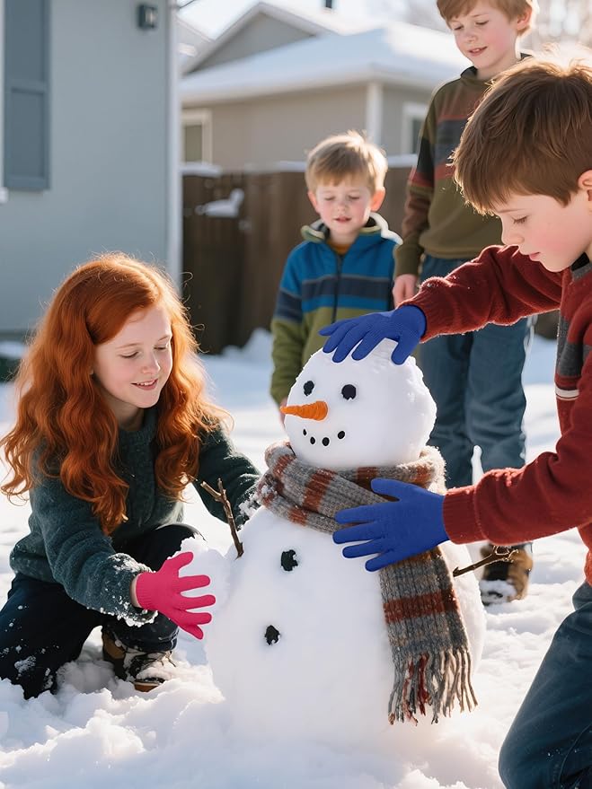 Cooraby 24 Pairs Kids Gloves Winter Magic Gloves Warm Knitted Stretchy Full Fingers Glove for 6-11 Years