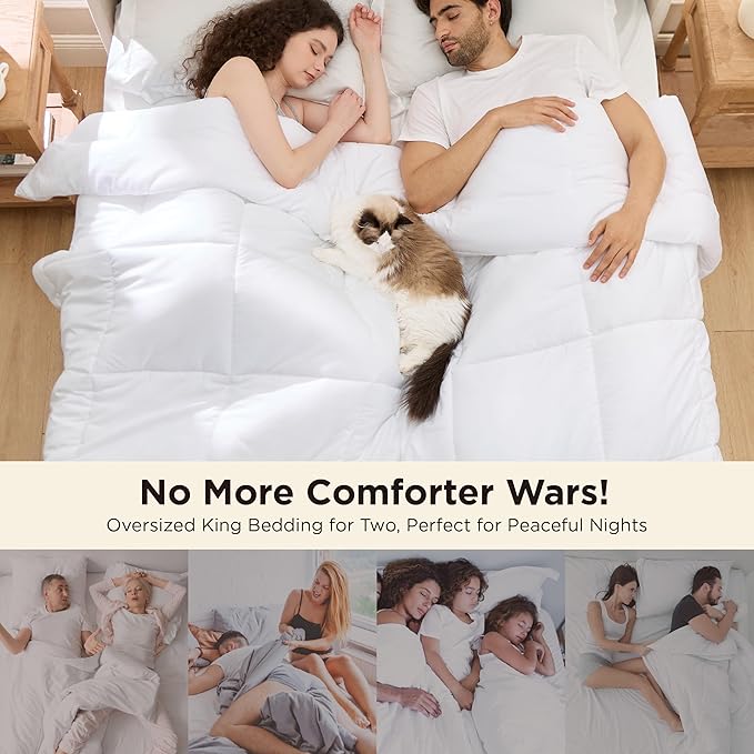 Bedsure Comforter Duvet Insert - Quilted Comforters Oversized King Size, All Season Duvet, GentleSoft Down Alternative Bedding, with 8 Tabs, Gifts for Women/Men, White, Oversized King 116 x 98 Inches