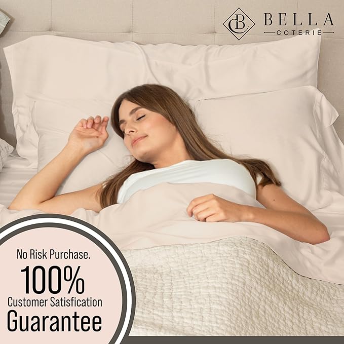 Bella Coterie Luxury Bamboo Viscose King Size Duvet Cover Set | 100% Organically Grown | Corner Ties | Ultra Soft | Cooling | Two Pillow Shams | 106 x 94 | No Insert [Champagne]