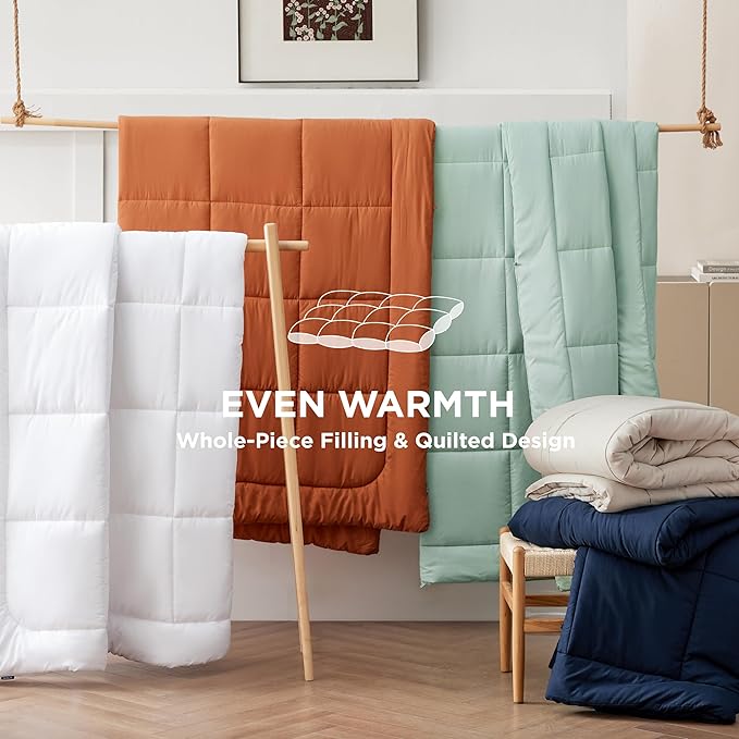 Bedsure Comforter Duvet Insert - Quilted Comforters Twin XL Size, All Season Duvet, GentleSoft Down Alternative Bedding, with 8 Tabs, Gifts for Women/Men, White, Twin XL 92 x 68 Inches