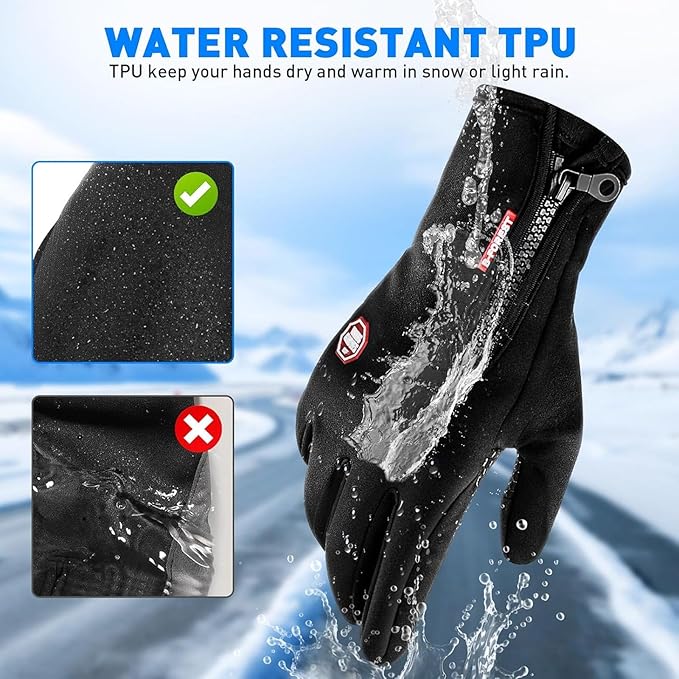 Winter Gloves, Thermal Touch Screen Windproof Gloves, All-Day Warmth, Windproof Waterproof for Running Cycling Driving Hiking for Men Women (L)