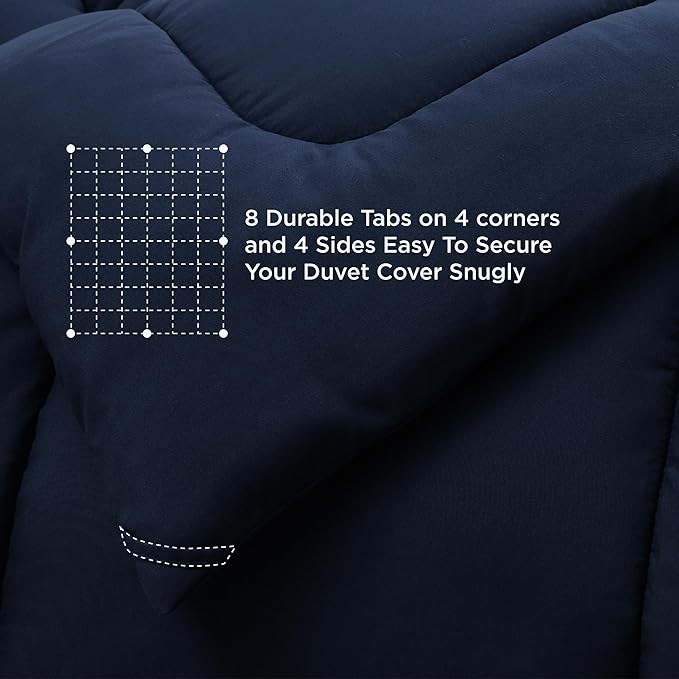 Bedsure Comforter Duvet Insert - Quilted Comforters Twin Size, All Season Duvet, GentleSoft Down Alternative Bedding, with 8 Tabs, Gifts for Women/Men, Navy Blue, Twin 88 x 68 Inches