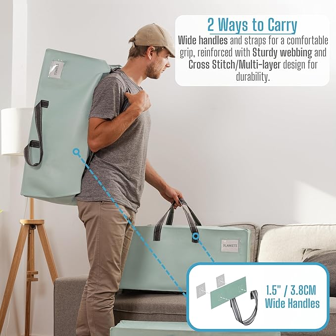 VENO 6 Pack Moving Bags w/Backpack Straps, Heavy Duty, Moving Boxes Alternative, Packing Supplies, Large Storage Totes for Dorm Room Essentials with Zipper for Clothes (Light Green Matte, 6 Pack)