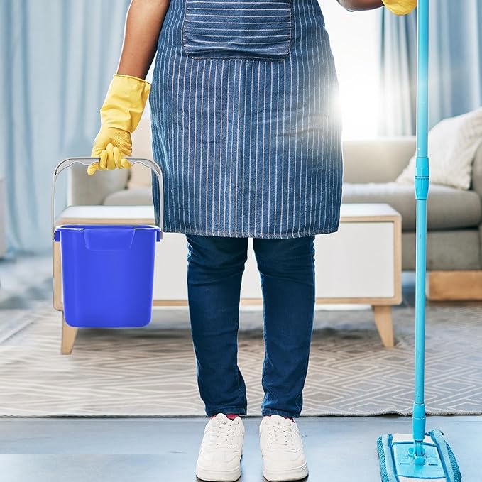 Irenare 8 Pcs Sanitizing Bucket 3 Quart Cleaning Pail Small Detergent Square, Spout and Handle Plastic Utility Sanitizer Buckets for Restaurant Kitchen Home Offices (Blue)