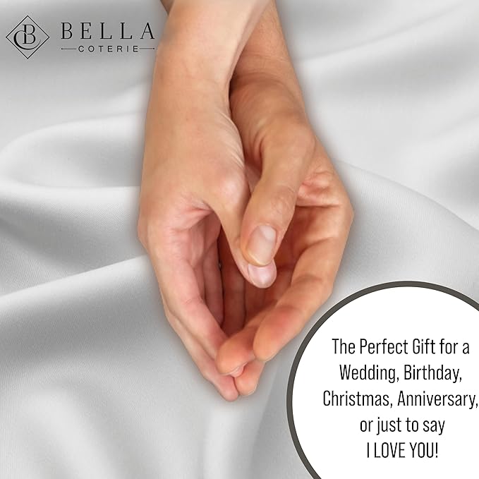 Bella Coterie Luxury Bamboo Viscose Queen Size Duvet Cover Set | 100% Organically Grown | Corner Ties | Ultra Soft | Cooling | Two Pillow Shams | 90 x 94 | No Insert [Grey Mist]