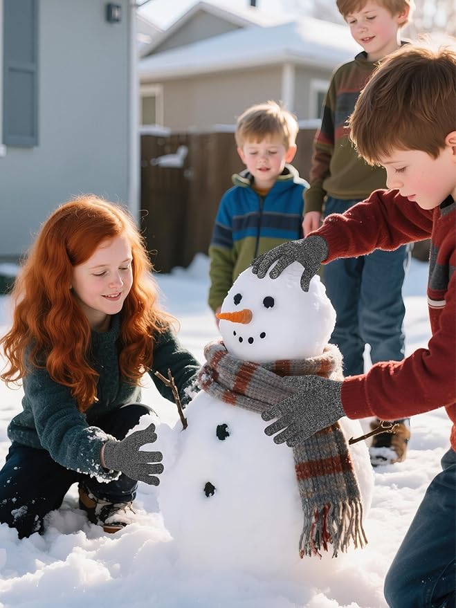 Cooraby 24 Pairs Kids Gloves Winter Magic Gloves Warm Knitted Stretchy Full Fingers Glove for 6-11 Years