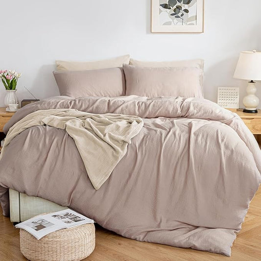MILDLY Muslin Duvet Cover Twin - 100% Washed Cotton Linen Like Gauze Comforter Cover 2 Pieces Breathable & Lightweight for All Season