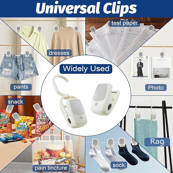 VinBee 9 PCS Laundry Hooks with Clips,Clothes Pins with Hooks for Hanging Clips,Hook with Clip,Clip Hook Hanger,Towelsclip,Towel Organizers for Bathroom,Closet-Non-Metal Clips for General use