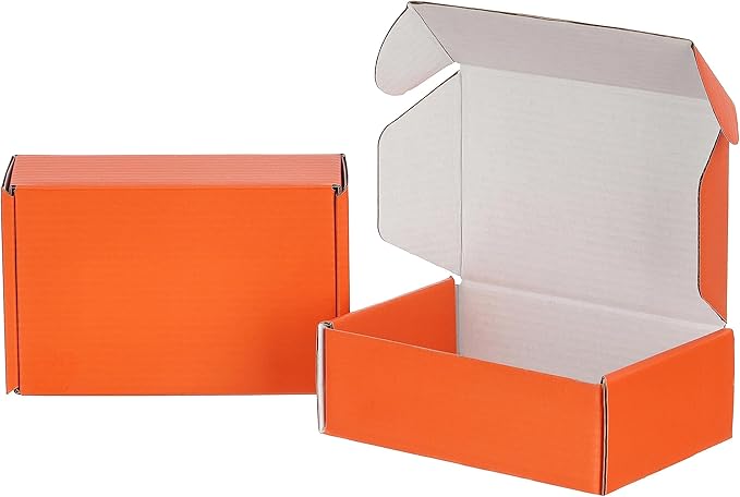 100 Pack 6x4x2 inches Shipping Boxes Orange, Corrugated Small Cardboard Boxes for Mailing Packing