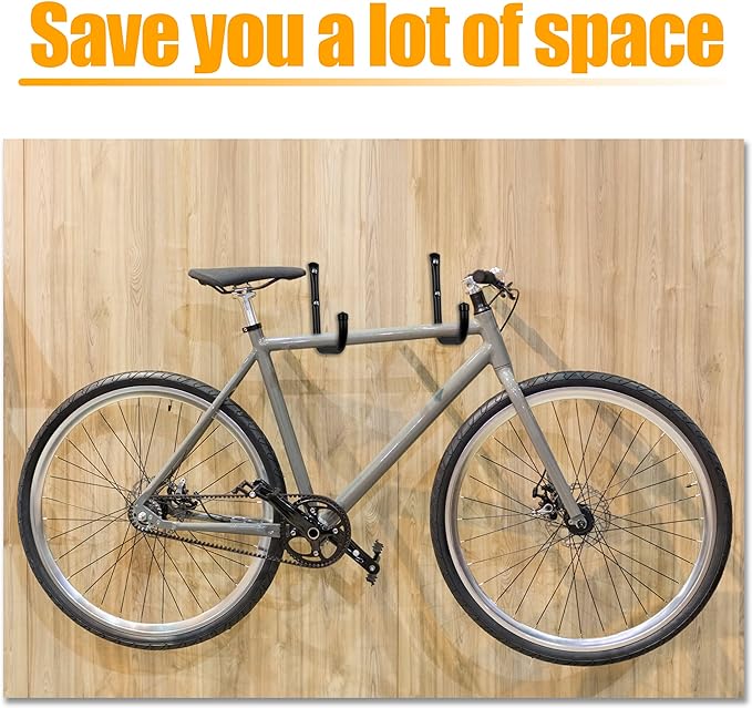 KURUI Wall Hooks for Garage Garden, 4 Pack Water Hose Holder, Large Garage Storage Hanger for Ladder Bike Extension Cord Tool, Wall Mount l Hooks, Black Heavy Duty 8 inch Long Hook