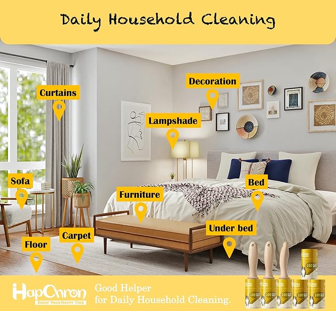 Extra Sticky Lint Roller Refills Only, Total 600 Easy Tear Sheets, Fits Most 3.9"-4" Standard Size Lint Roller with Inner Diameter at 1.5", Works Great On Pet Hair