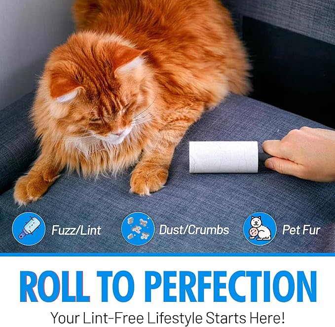 Jumbo Lint Rollers - Extra Sticky Pet Hair Remover for Clothes, Carpet, Furniture & Car - Dog/Cat Hair Lint Remover - 100 Rolls, 7000 Sheets - Easy Peel, Made in USA