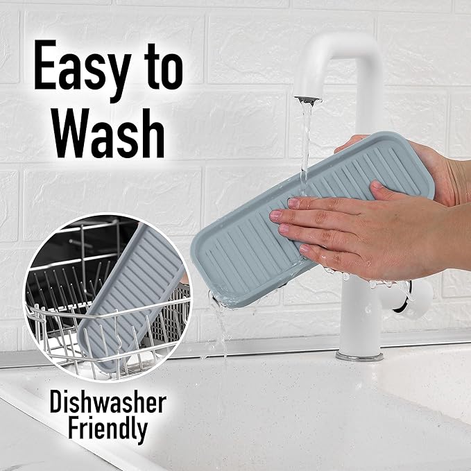 Zulay Kitchen (9x3.5) Silicone Sponge Holder for Kitchen Sink - Flexible Multipurpose Soap Tray - Sink Organizer for Kitchen, Bathroom, Makeup, Trinkets & More (Grey)