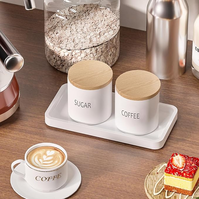 Weenson Small Bathroom Vanity Tray for Countertop Makeup Perfume Jewelry Decor Candle Keys, Bamboo Kitchen Tray for Soap Dispenser Spice, Small White Toilet Tray for Sink7.9 L x 4" W x 0.79" H