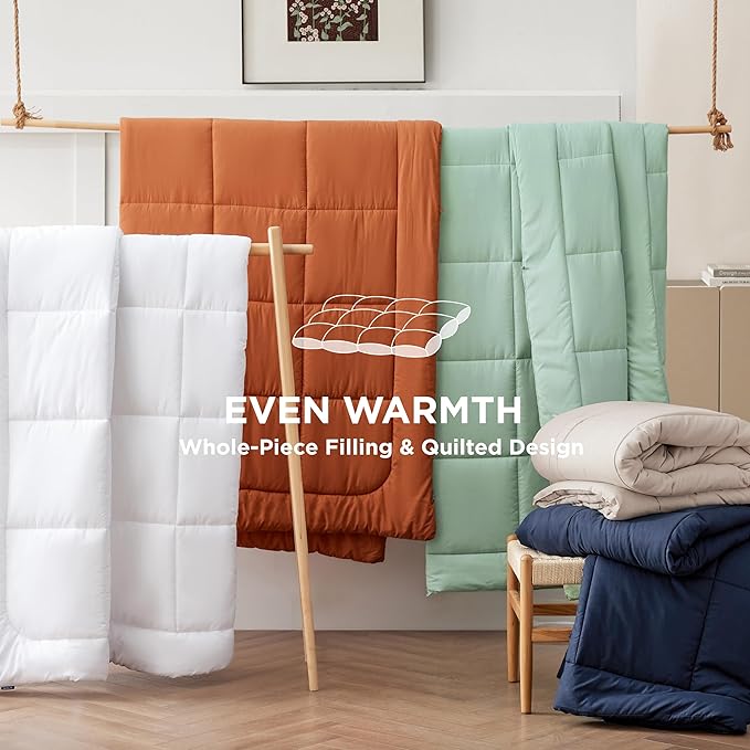 Bedsure Comforter Duvet Insert - Quilted Comforters Twin Size, All Season Duvet, GentleSoft Down Alternative Bedding, with 8 Tabs, Gifts for Women/Men, Sage Green, Twin 88 x 68 Inches