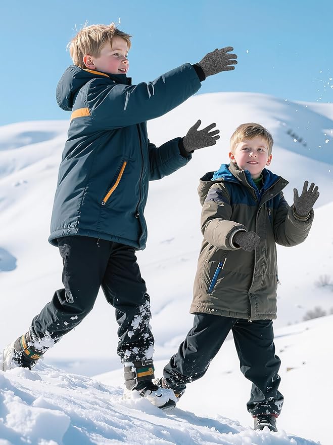 Cooraby 24 Pairs Kids Gloves Winter Magic Gloves Warm Knitted Stretchy Full Fingers Glove for 6-11 Years