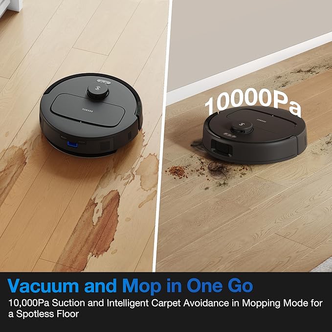 ECOVACS DEEBOT N20e Plus Robot Vacuum and Mop, 10000Pa Strong Suction, Self-Emptying Bagless Base, Tangle-Free Roller for Pet Hair, Smart Mapping, 300 Min Runtime, Alexa Compatible